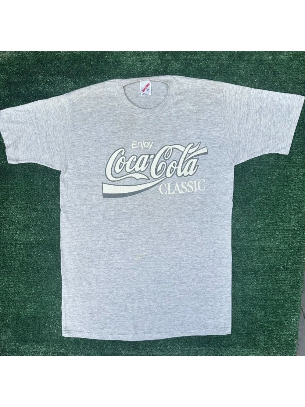 Vintage 80s Coca Cola Classic T-Shirt Gray M Single Stitch Coke Promo Grunge